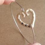 Gold Heart Bangle Bracelet, Simple Everyday..