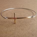 Golden Cross Bangle Bracelet, Simple Everyday..