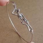 Cool Silver Skeleton Bangle Bracelet, Simple..