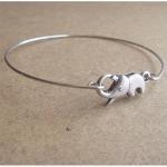 Cute Little Elephant Bangle Bracelet, Simple..