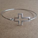 Charming Cross Bangle Bracelet, Simple Everyday..