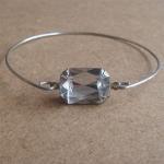 Rhinestone Cube Bangle Bracelet, Simple Everyday..