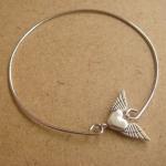 Wing Heart Bangle Bracelet, Simple Everyday..