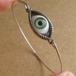 Silver Evil Eye Bangle Bracelet, Simple Everyday..
