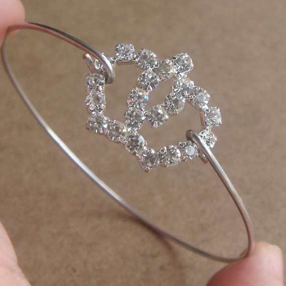 Rhinestone Crown Bangle Bracelet, Simple Everyday Jewelry, Elegant Gift, Bridesmaid Gift, Bridal Wedding Jewelry